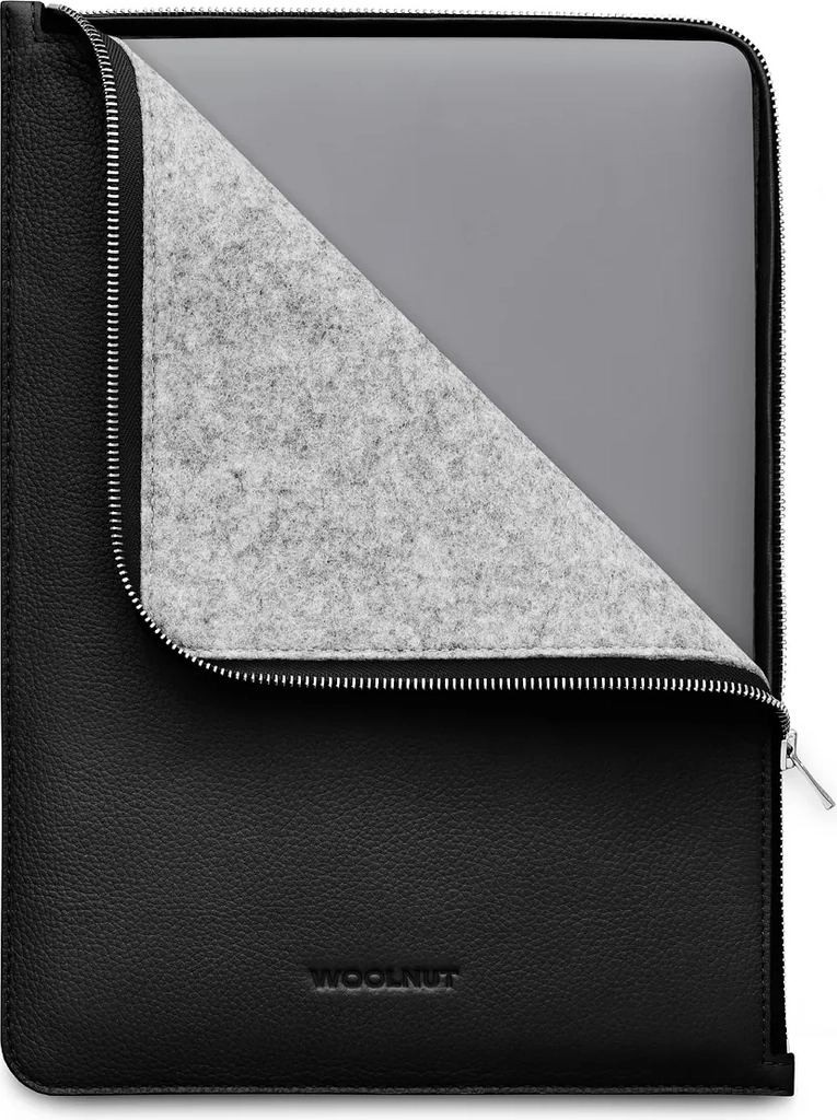 Woolnut Læder Folio-beskyttelse til 13/14" MacBook, sort