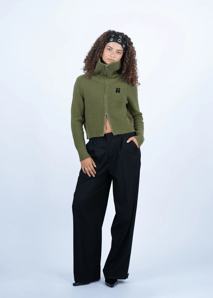 Two-Way Zip Wool Knit