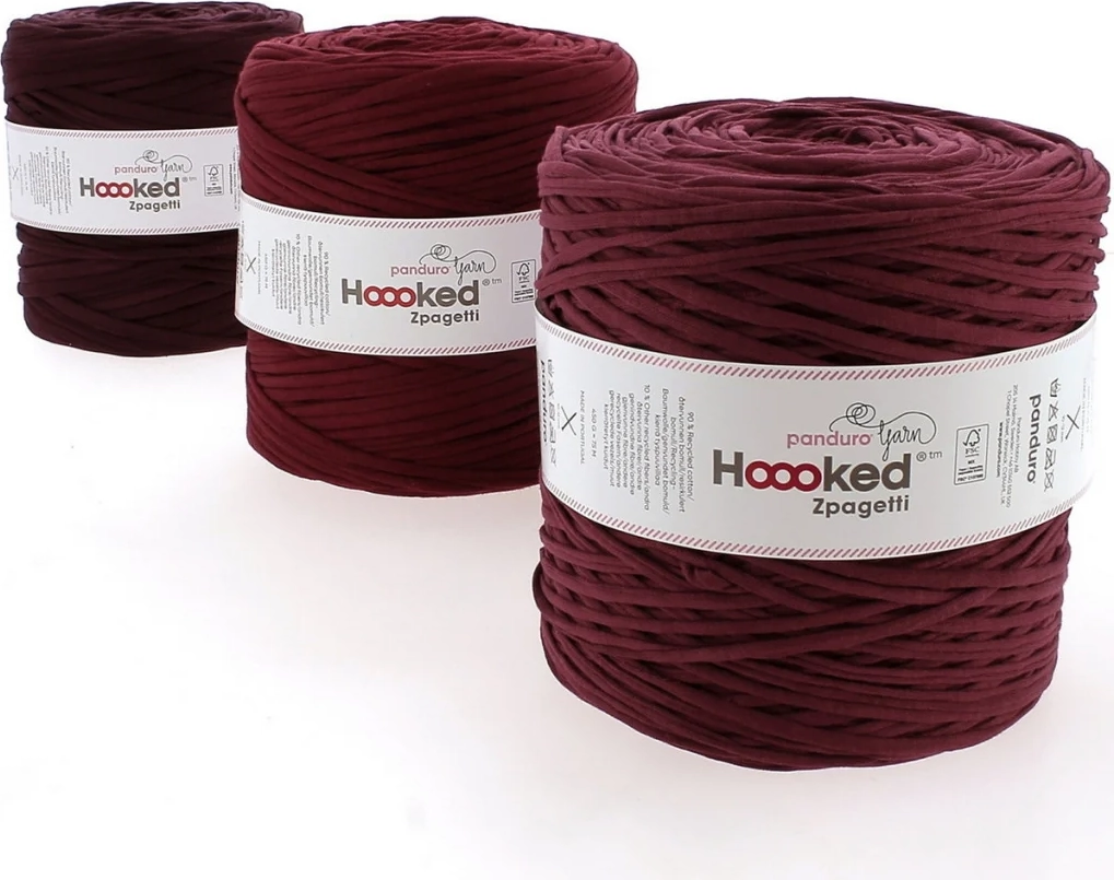 Hoooked Zpagetti Medium Jerseygarn 900 g - Vinrød/Bordeaux Shades