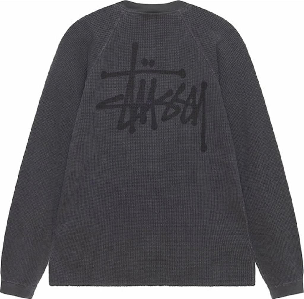 stussy raglan thermal l/s crew washed black