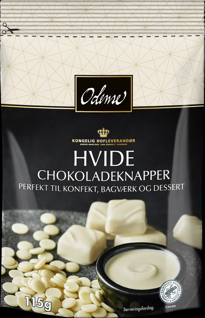 odense hvid chokoladeknapper 115g