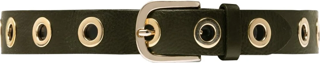 cool læderbælte dekoreret med store eyelets / 13702 - army green