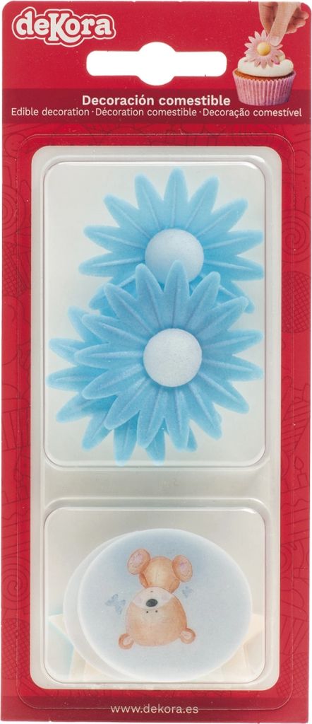 vaffelprint blomster baby blå - 18stk