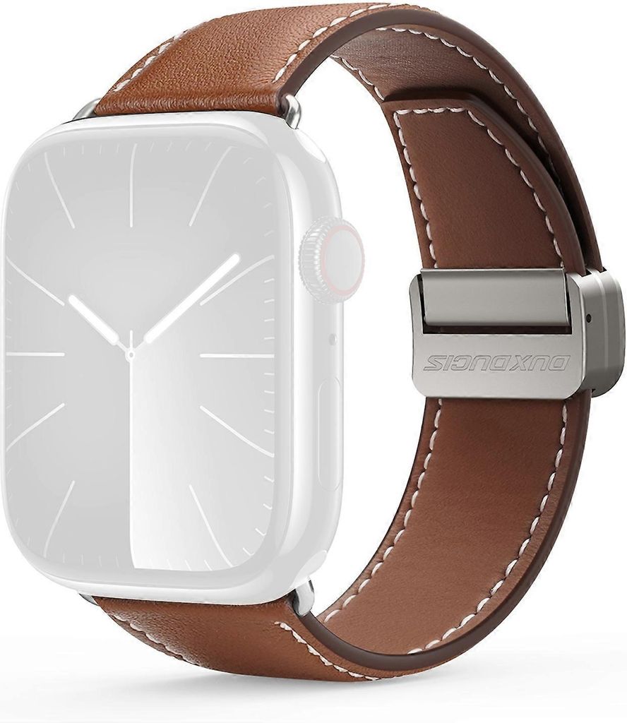 Apple Watch (42/44/SE/45/46/49mm) DUX DUCIS Kunstlæderrem - Brun