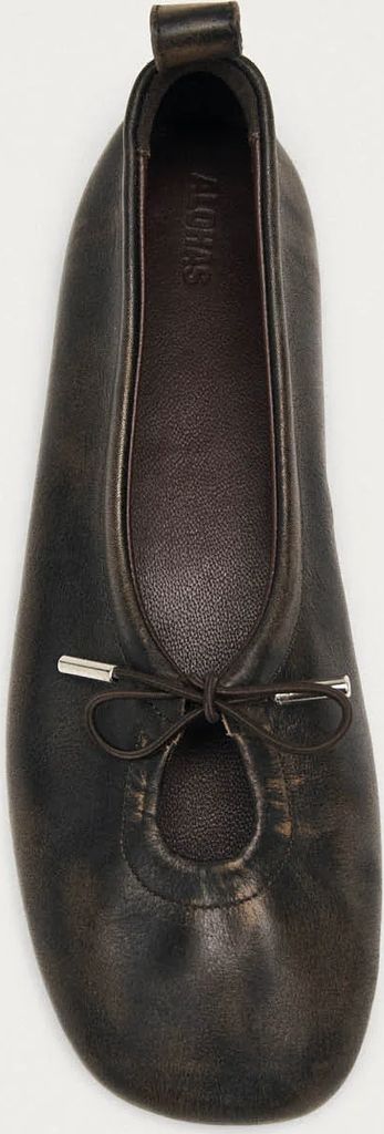 rosalind brushed brown leather ballet flats