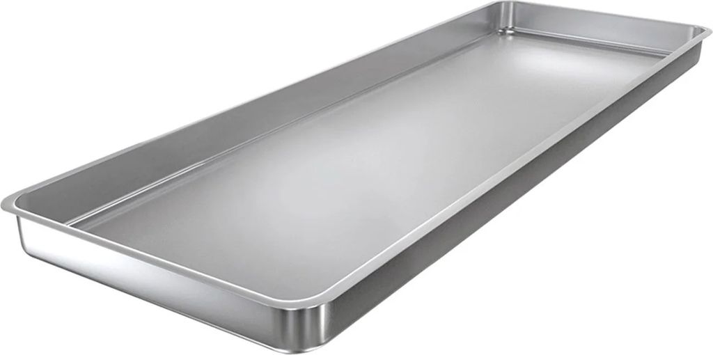 serveringsfad med kant - 80 x 25 x 4 cm - i rustfrit stål