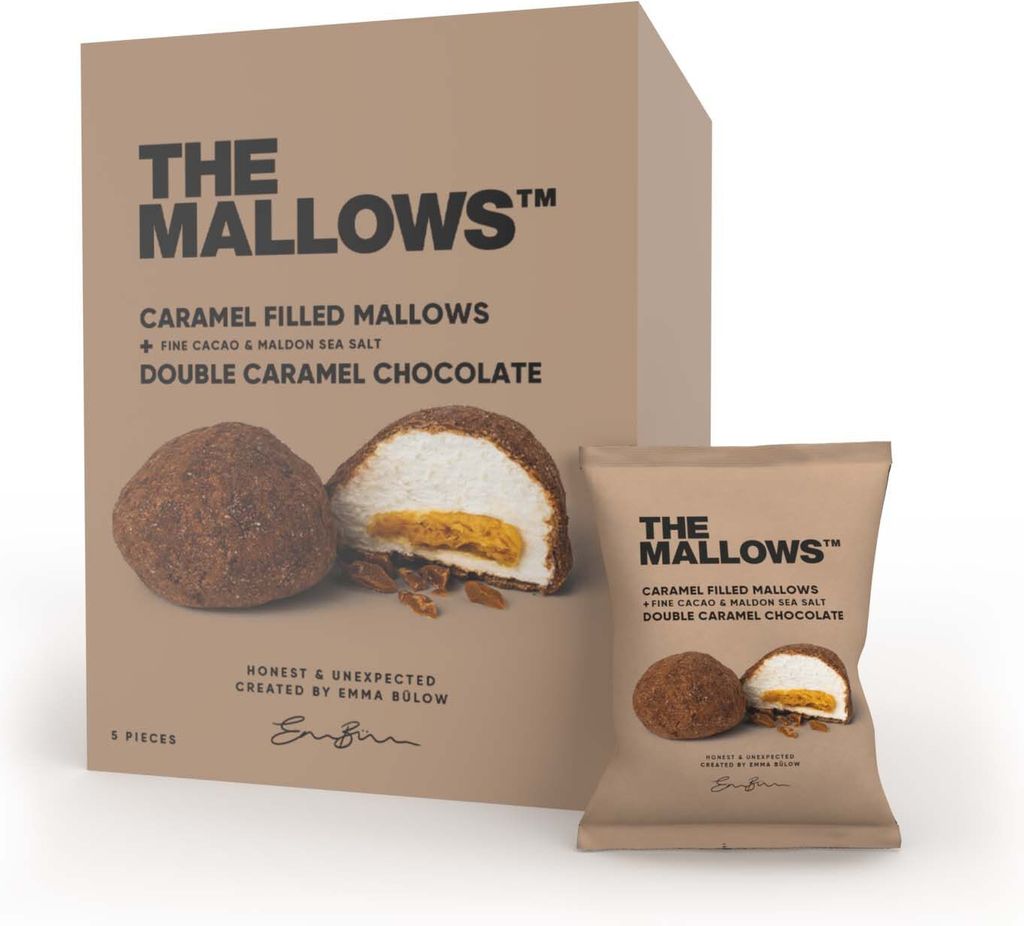 The Mallows Caramel Filled Mallows + Double Caramel Chocolate Udgår 80g - Skumfiduser hos Magasin