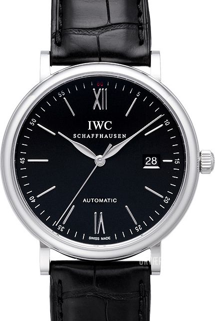 IWC Herreur Portofino Sort Læder Ø40 mm