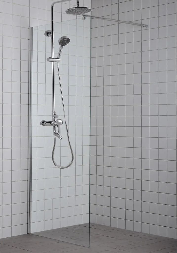 milobad, brusevæg, klart glas, 90x190 cm