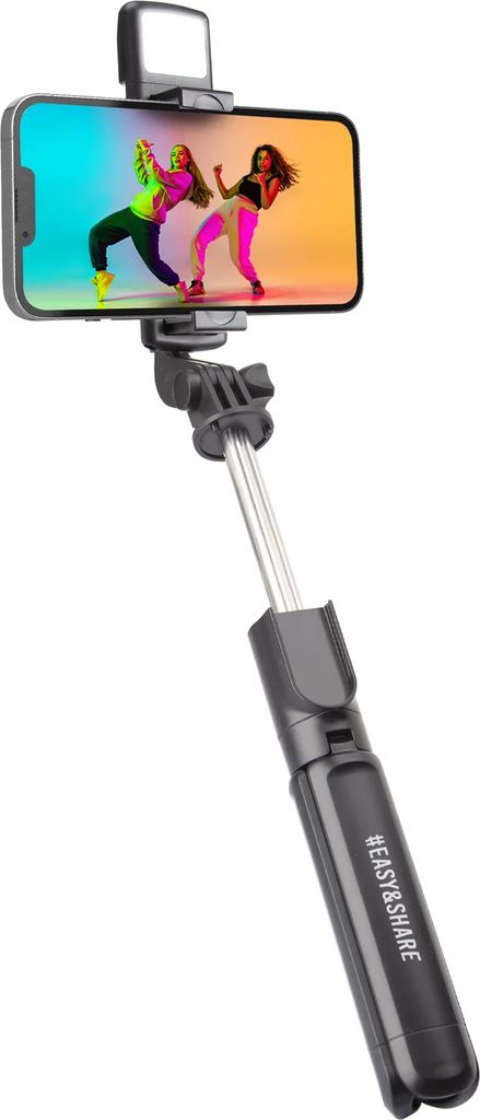 SBS Universal selfiepinne med inbyggd LED-lampa och stativ - Svart