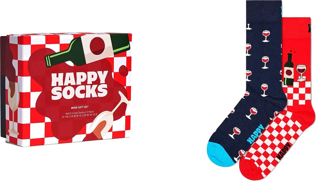 HAPPY SOCKS 2-Pack Wine Gift Set |Red |41-46