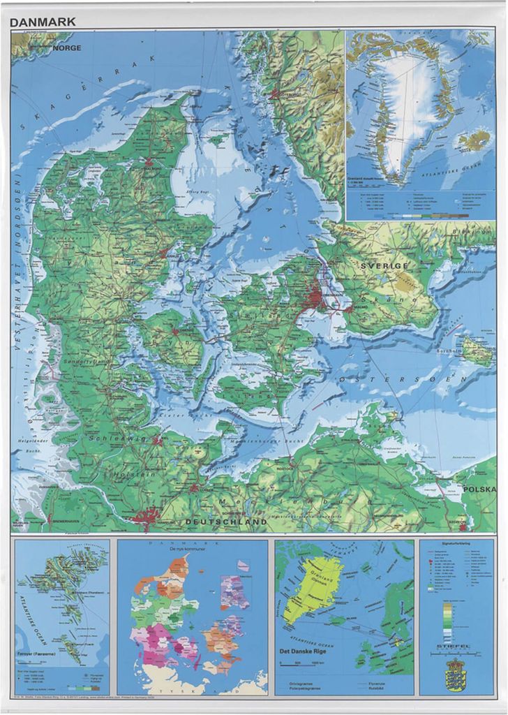 Plakat Danmarks kort lamineret