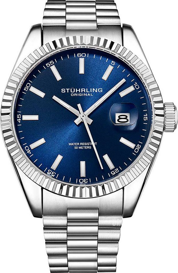 Stührling Silver Tone Bracelet 42mm Silver