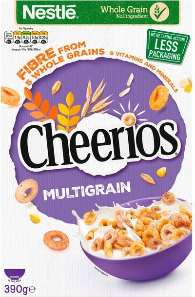 nestle cheerios multigrain cereal, 390 g