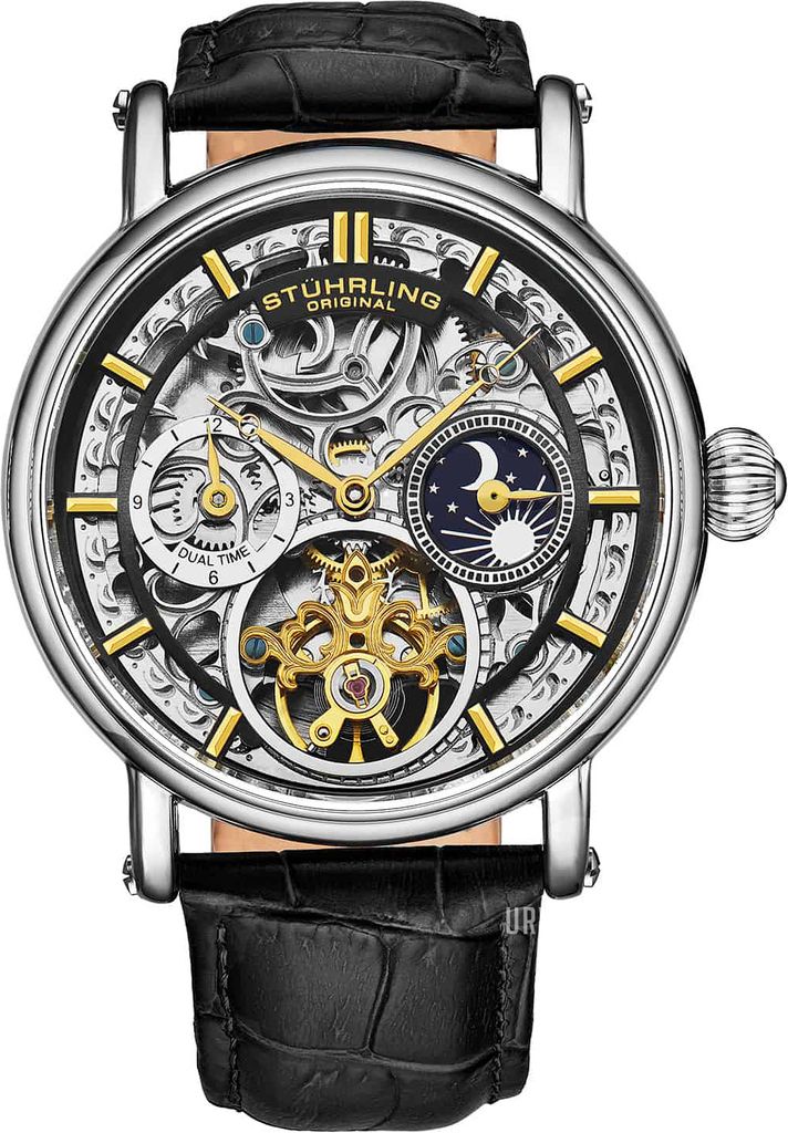 Stührling Original Herreur 4000.2 Legacy Skeletskåret Læder Ø43 mm