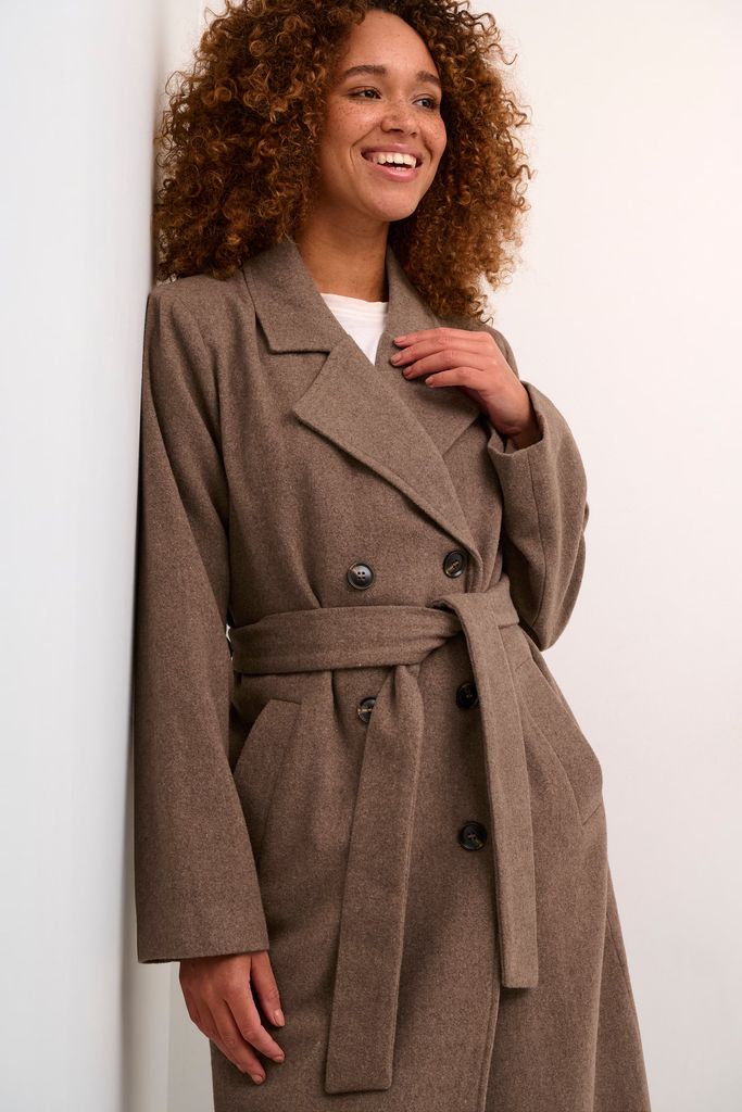 kaffe - kafanny long coat - frakker - light grey melange - 0