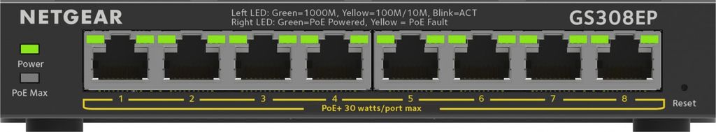 Netværksswitch NETGEAR 8-port Gigabit PoE+ (GS308EP) Managed L2/L3 – sort