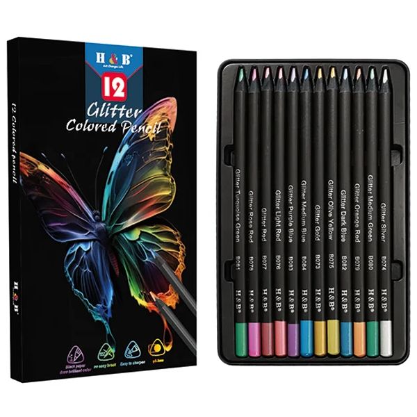h&b oliebaserede farveblyanter 12-stk. - glitter
