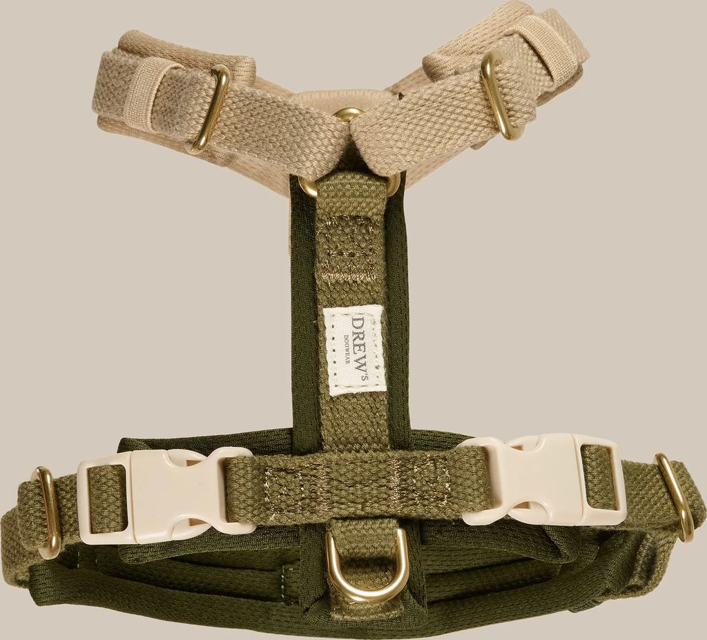 Drew's Dogwear Olive Blød Justerbar Hundesele Pro