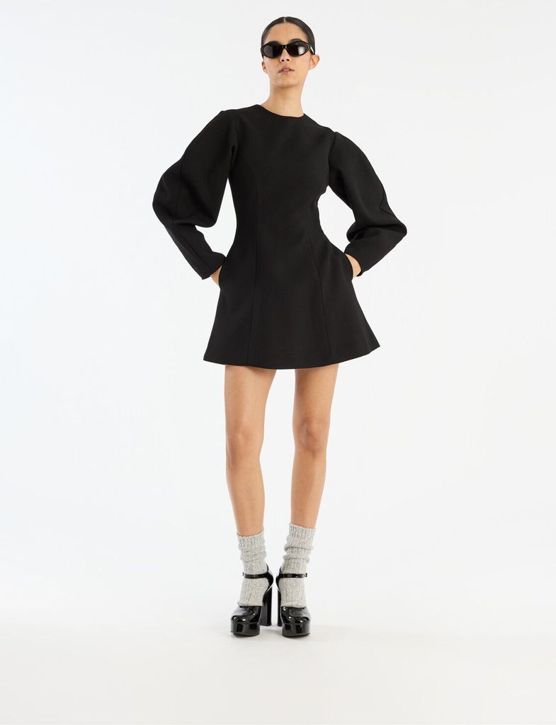 ROTATE Birger Christensen Suiting Flared Mini Dress Kvinde Black Korte Kjoler Str 36 - hos Magasin