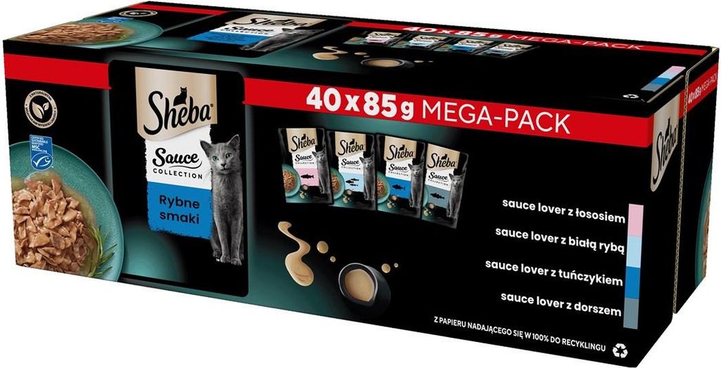 Vådfoder til kat – Sheba Sauce Collection Fiskesmage, 40×85 g