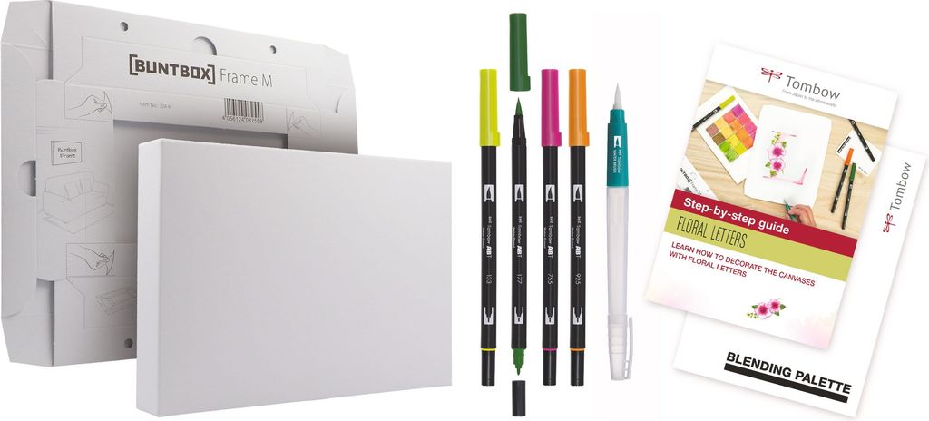 Tombow Malerlærred Watercoloring Canvas set Floral Letters
