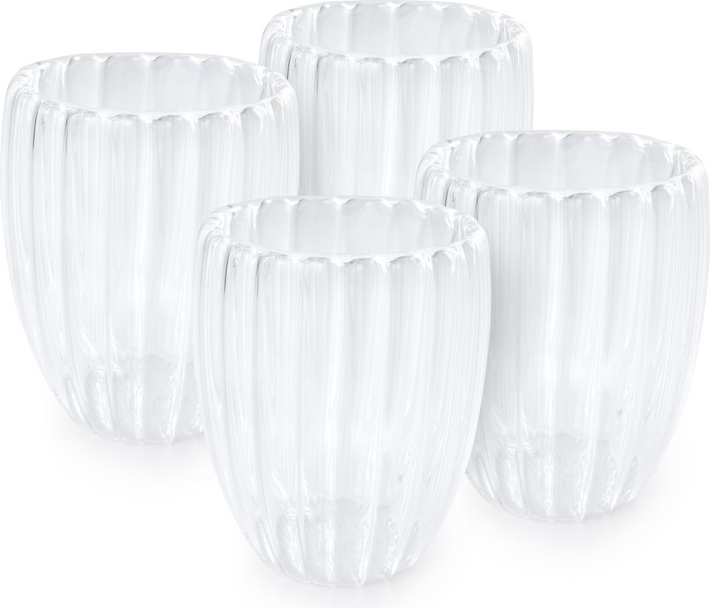 olsen home - double-walled glasses with ridges - 4 pcs