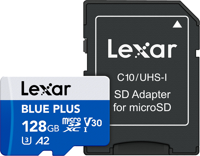 Lexar microSDHC Blue Plus UHS-I with SD adapter, up to 100MB/s read C10/A1/U3 (V30) 64GB