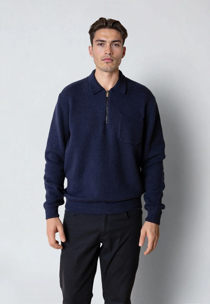 BRYAN KNITTED POLO - Navy