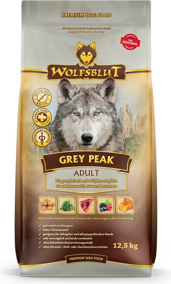 Hundefoder tørfoder WOLFSBLUT Grey Peak ged med søde kartofler 12,5 kg
