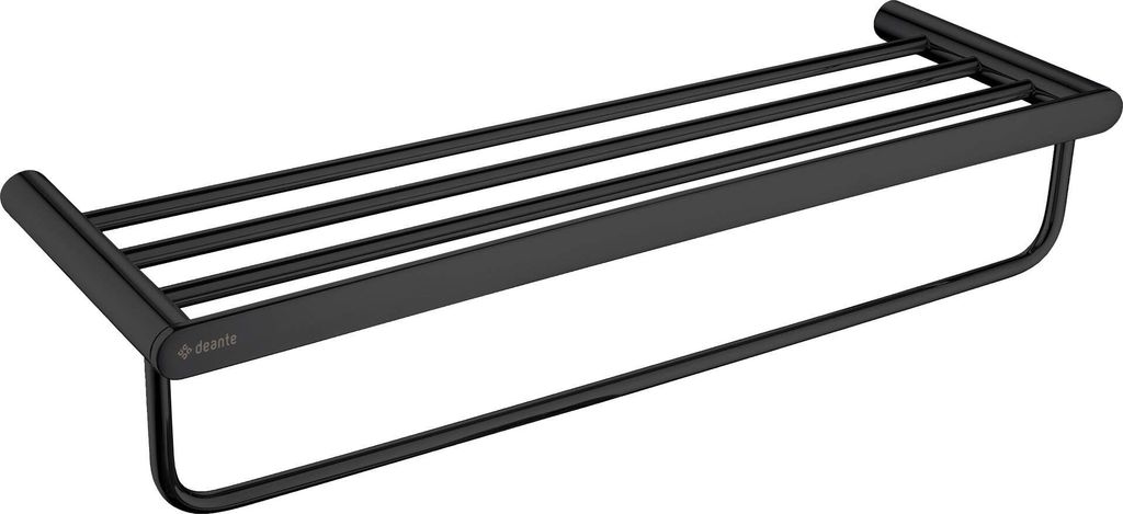 Håndklædehylde deante – ribbet design, sort