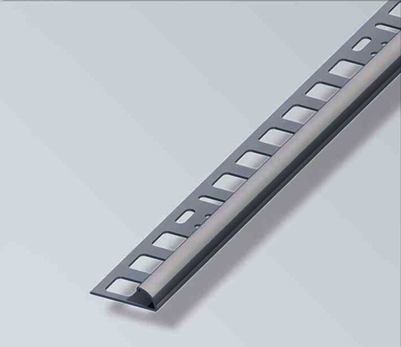 roliba, afslutningsprofil til fliser, kvartcirkel, rustfrit stål, blank, 2500 mm