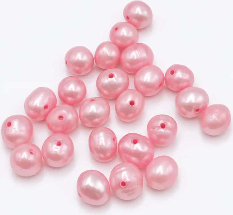 farvet ferskvandsperler, lys pink/rosa, 5-6.5mm (enkelt perle)