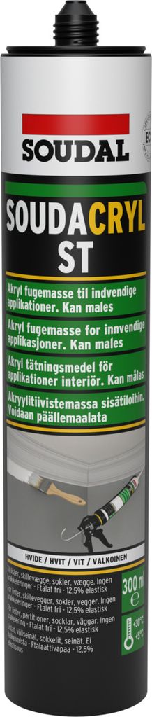 Akryl fugemasse Soudacryl ST, 300ml, hvid