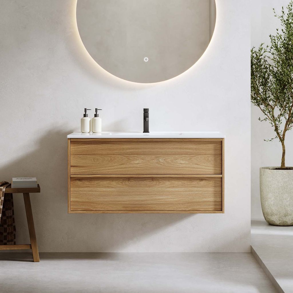 bathlife charm badmøbel i eg med vask