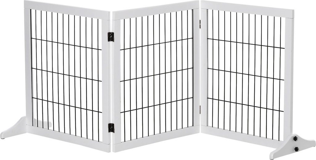 pawhut barrier gate til hunde - sikkerhedsgate med støttestænger - dørhåndtag til pejs & komfur, fyrretræ hvid 185 x 36 x 71 cm