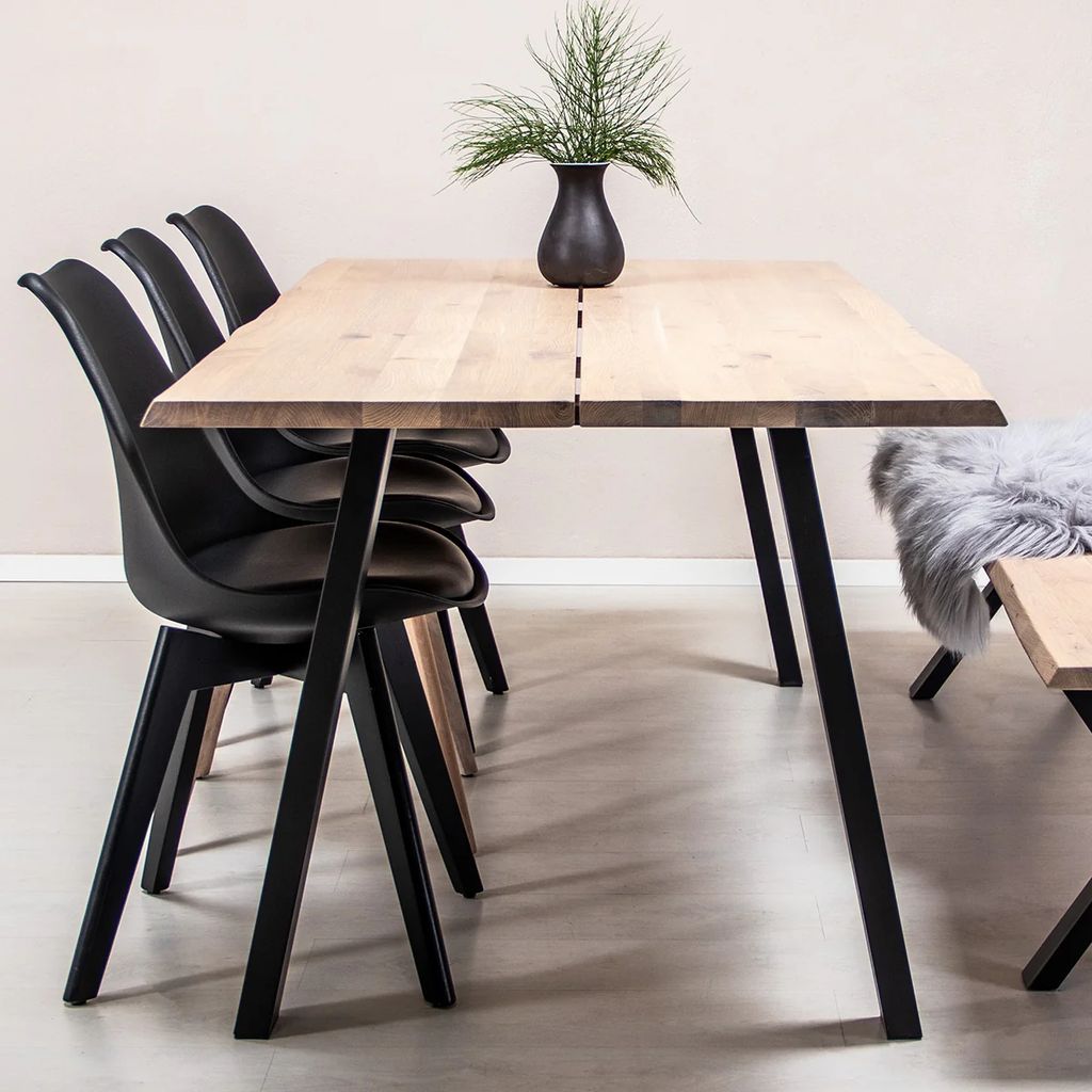 Plankebord i massiv eg | Model Curve Med B4 stel | 120x80 cm / Hvid Olie