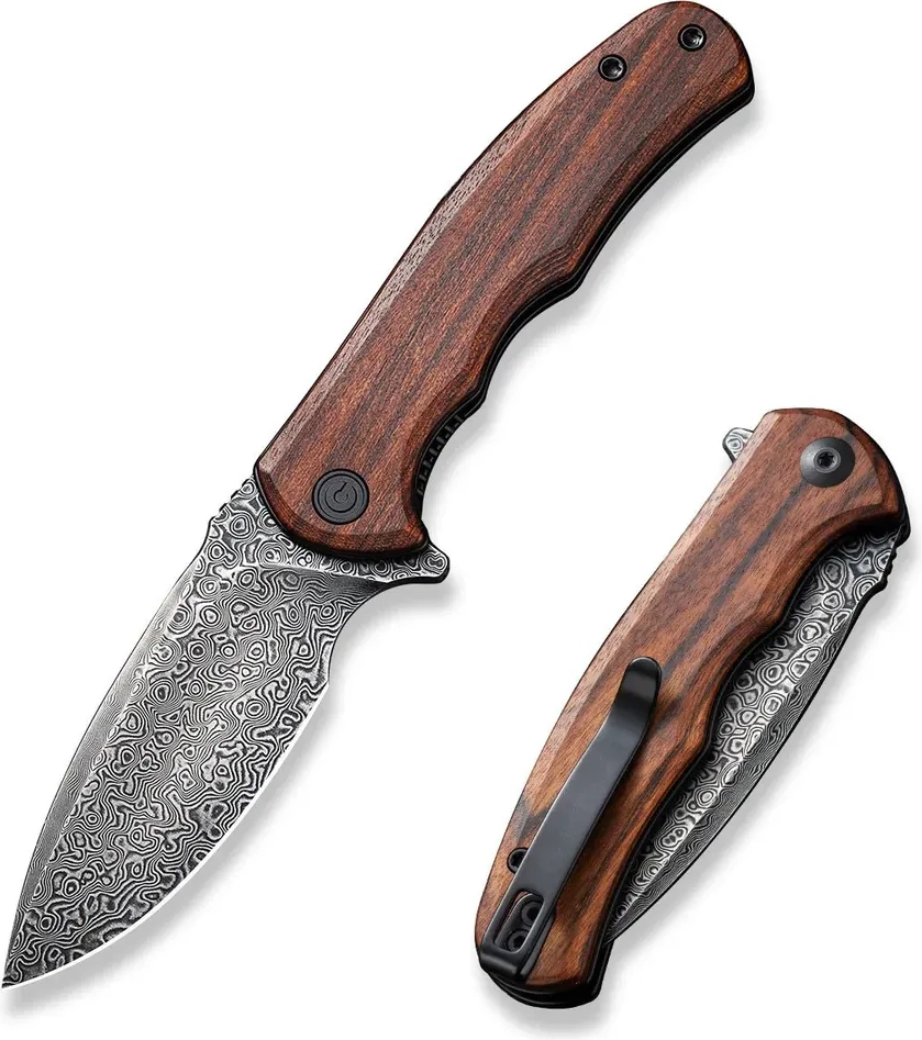 Civivi Mini Praxis Knife Damascus Steel Guibourtia Handle