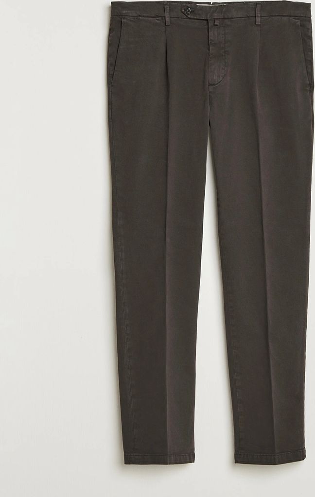 briglia 1949 easy fit pleated cotton stretch chino dark brown