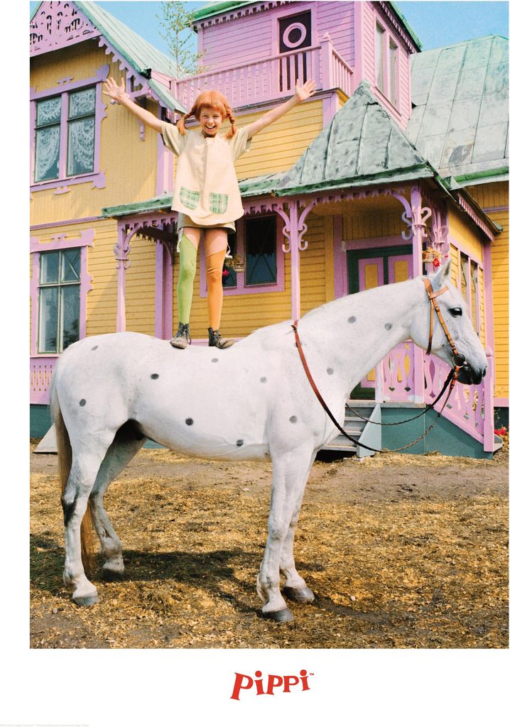 pippi longstocking on the horse plakat