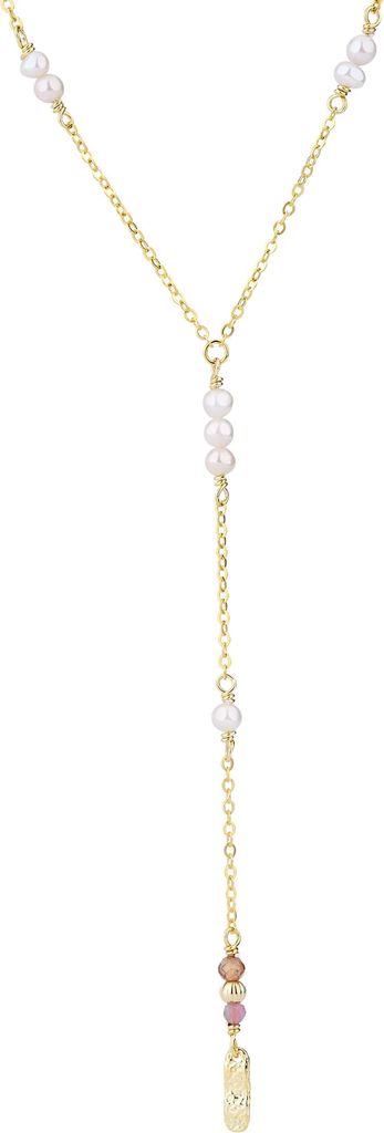 WiOGA Camisha Necklace - Gold/Pearls/Pink