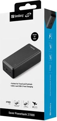 Sandberg Saver Powerbank 27000 mAh PowerBank - Svart - 27000 mAh