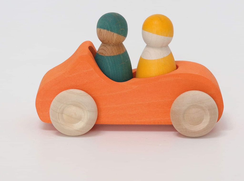 Grimms Cabrio Spielzeugauto aus Lindenholz, orange lasiert Maße 13 x 9 x 7 cm Gelb, Orange, Blau, Mehrfarbig