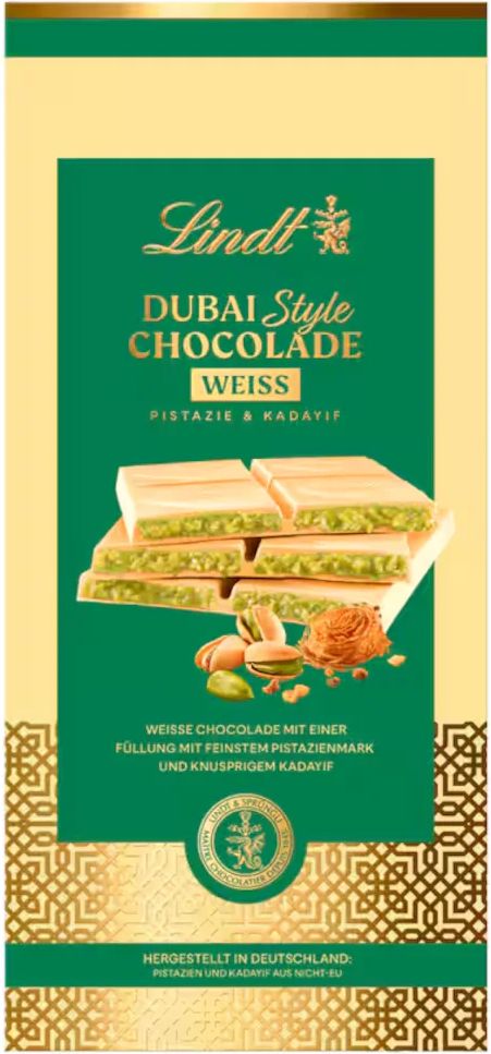 lindt dubai stil hvid chokoladeplade 150g / 5.29oz bedst før: 12/2025