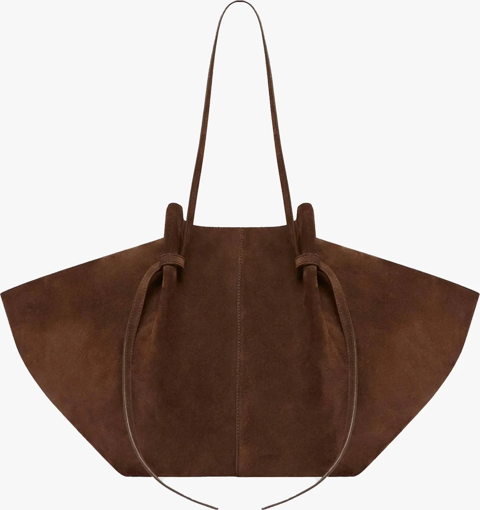 large mochi tote bag suede chocolate