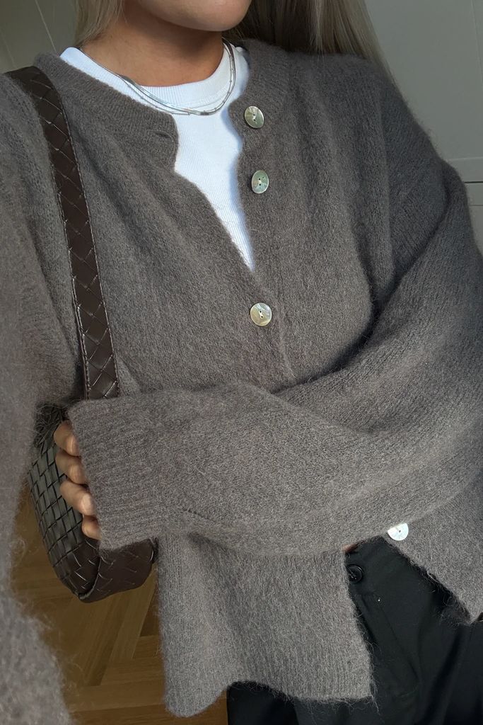 noella kae knit cardigan - coffee