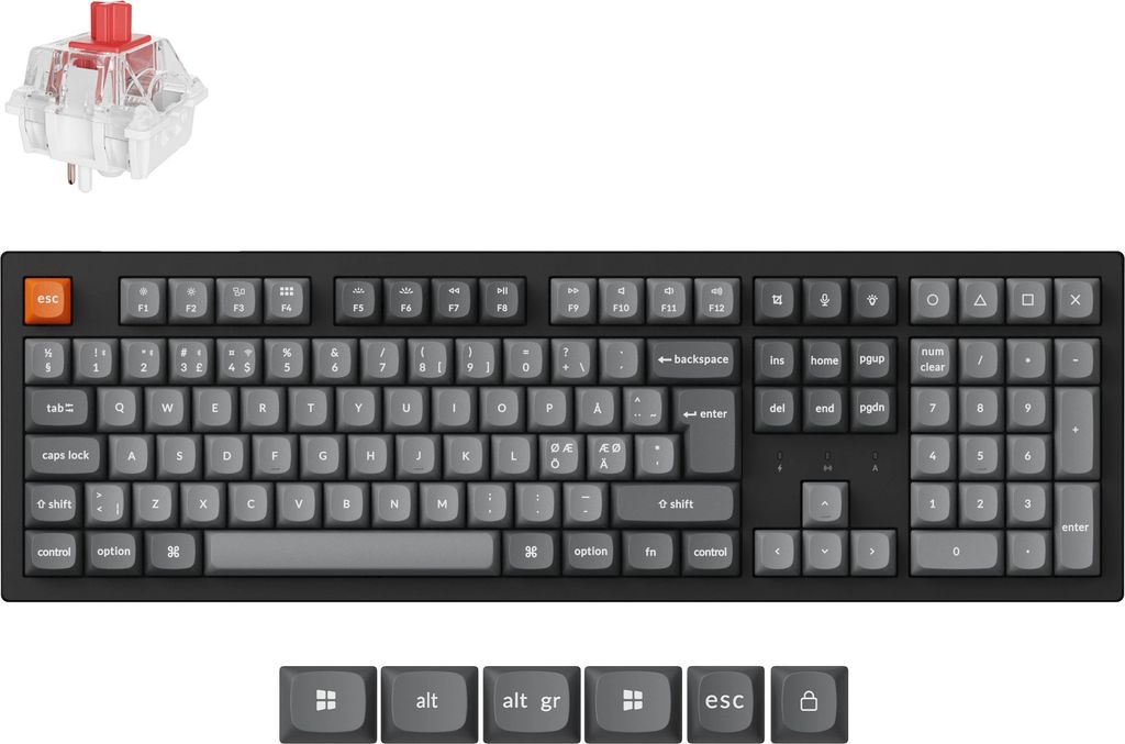 Keychron K10 MAX QMK/VIA Wireless Tri-Mode - Super Red - Gaming Tangentbord - Nordisk - Svart