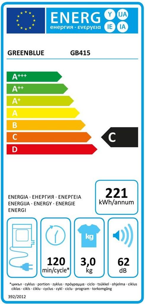 Tørretumbler til tøj 3 kg – GreenBlue GB415, grå