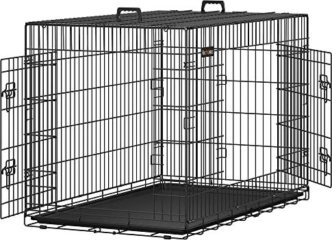 Feandrea Hundekasse Foldbar Med Håndtag Og 2 Låger Sort Jern