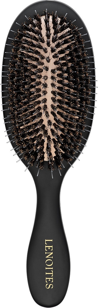 Lenoites - Wild Boar Hair Brush With Cleaning Tool - Sort
